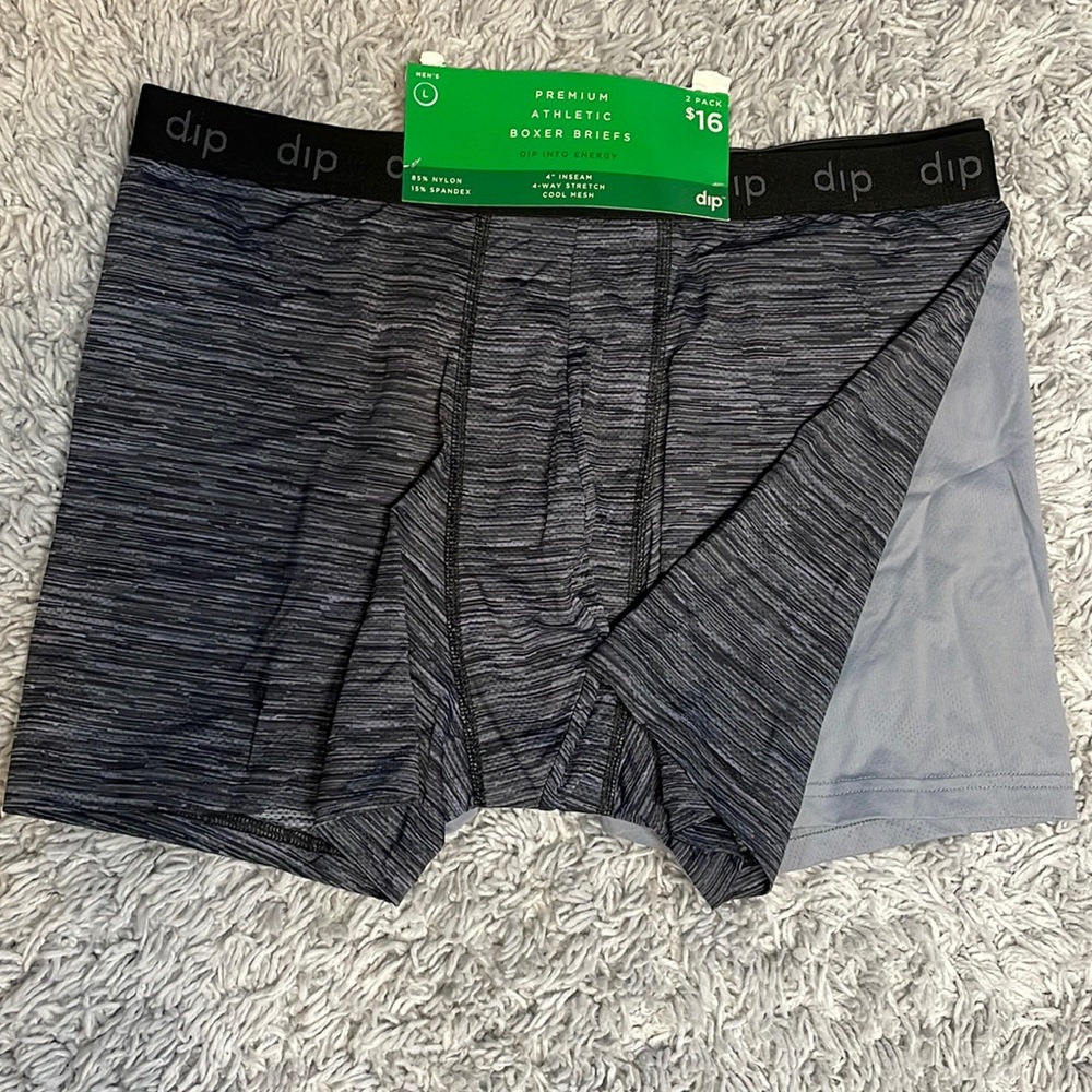 2-Pack Dip Brand Premium Athletic Boxer Briefs Gray and Black size L
